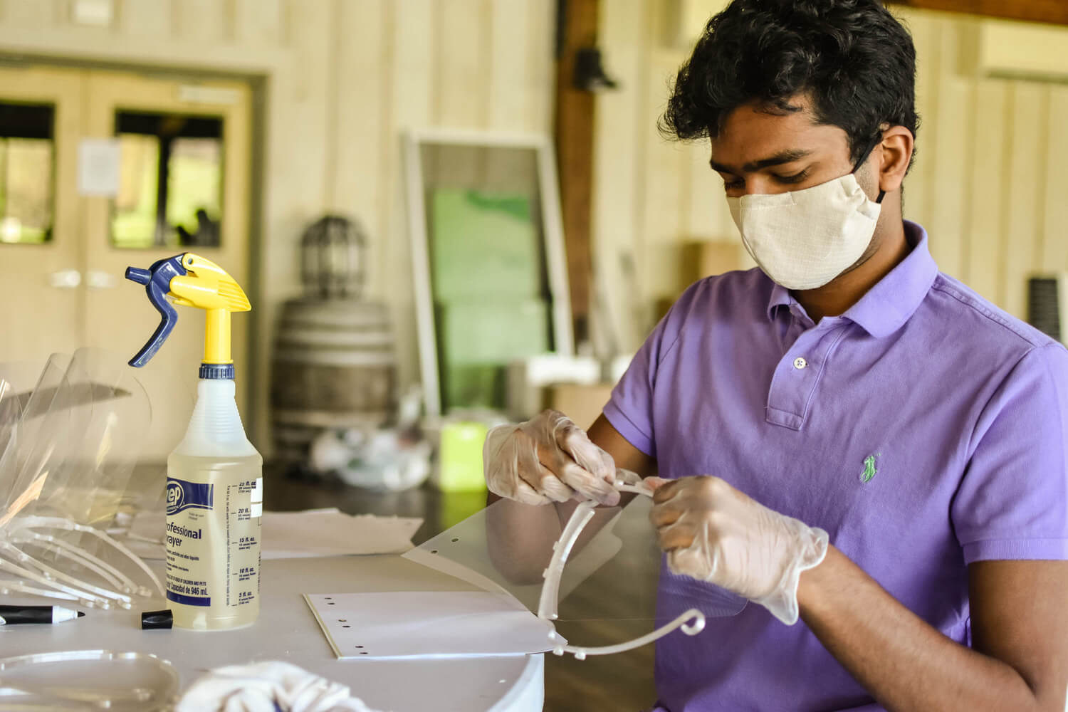 Health care worker, one of many whom we have delivered face shields to